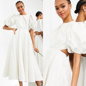 ASOS Puff Sleeve Midi Dress
